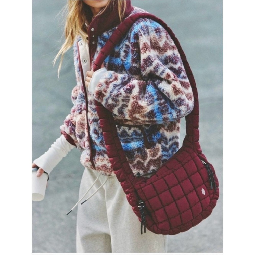 FP Movement Quilted Baby Carryall Sling Bag Color Wine Women NWT